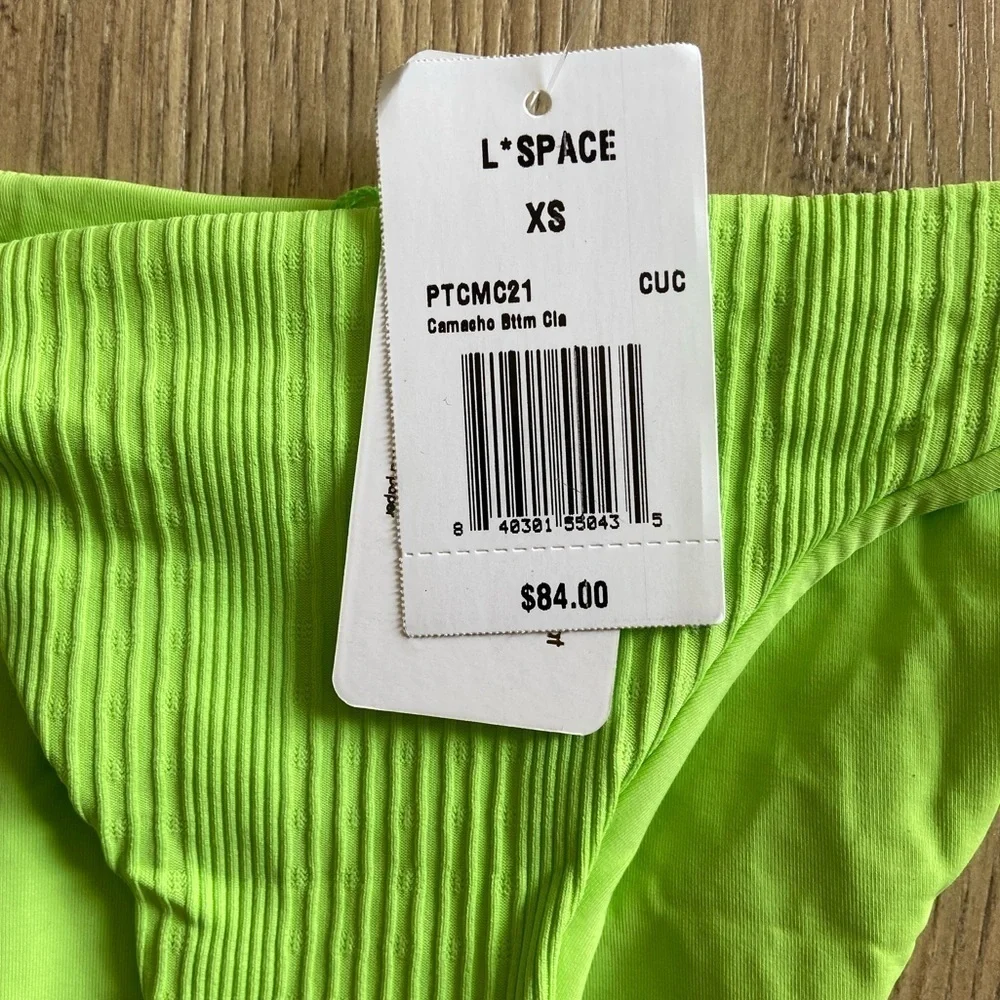 NWT L*Space Camacho Classic Bikini Bottom Ribbed Cucumber Green Womens Size XS